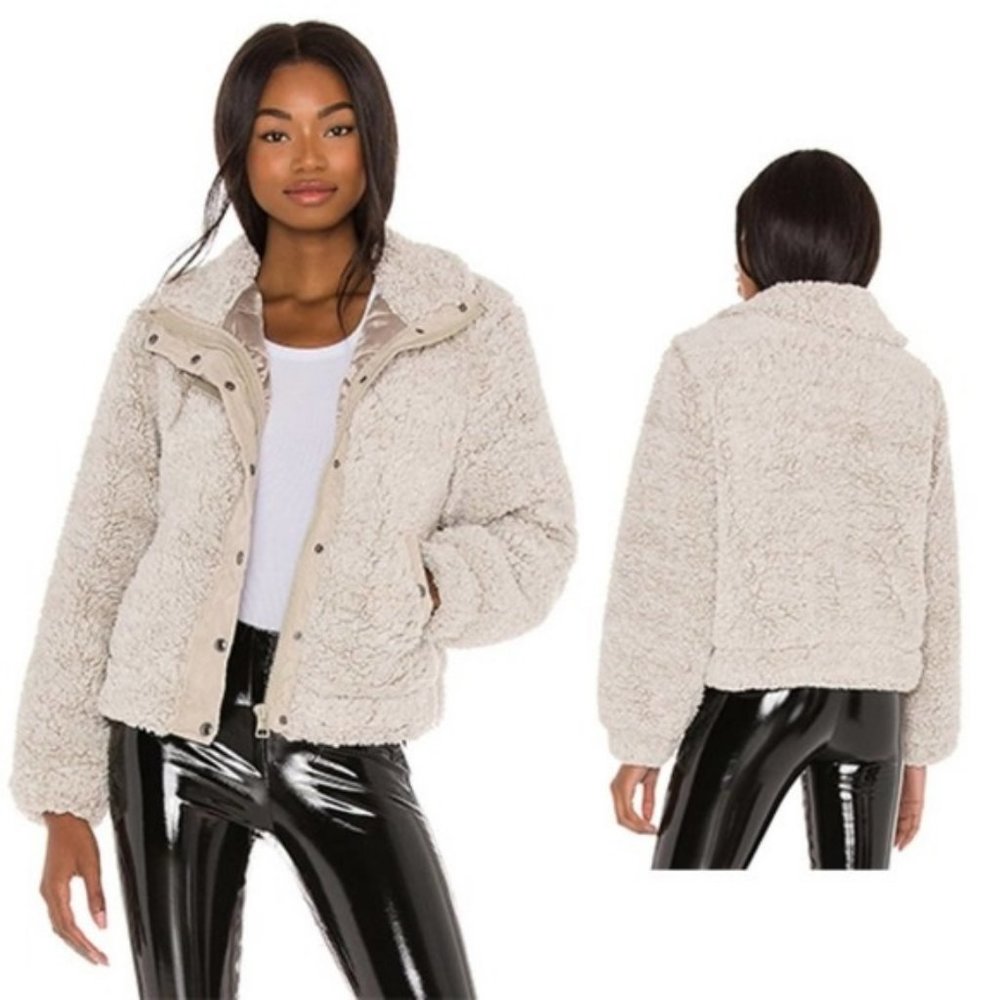 Blank NYC Teddy Shearling Women's Coat in Cream/Taupe Size: Extra Small NWT - Picture 9 of 9